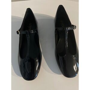 J.Crew Black Patent Leather T-Strap Flats Buckle Shoes Womens 7